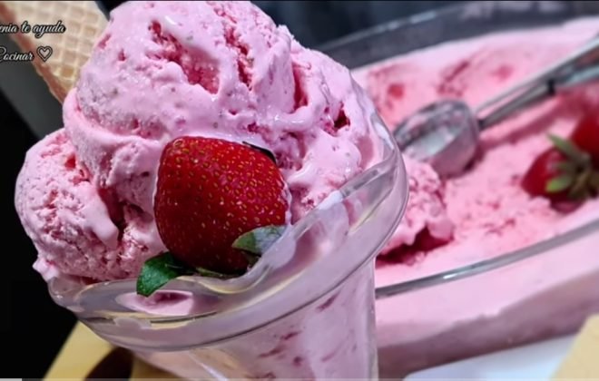 Helado cremoso,100sero,de fresa